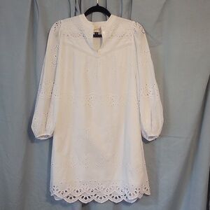 Universal Thread White Eyelet Sheath Knee Length Dress Medium